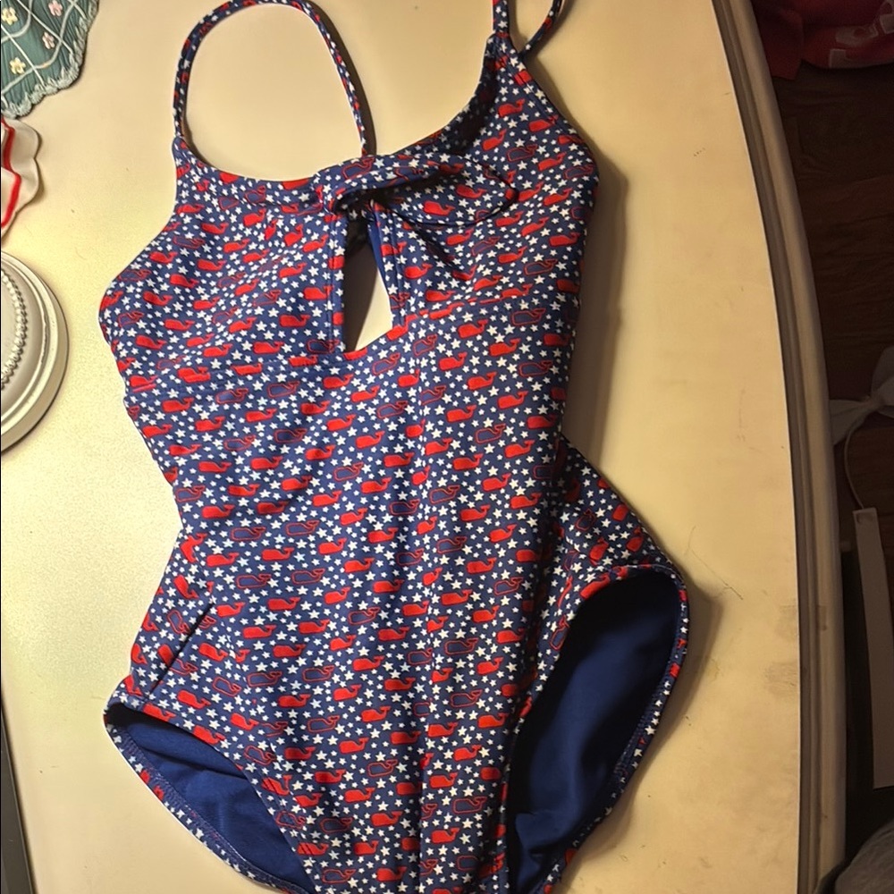 Vineyard Vines Blue and Red One Piece Swimsuit